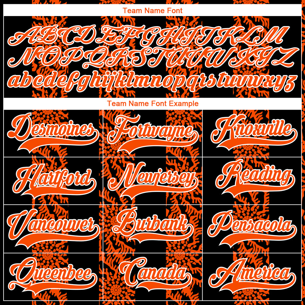 Custom Black Orange-White 3D Pattern Abstract Shape Hockey Lace Neck Jersey