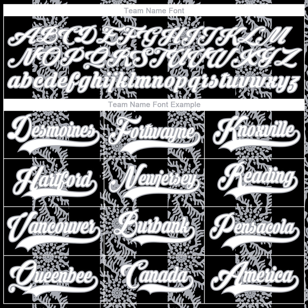 Custom Black White-Gray 3D Pattern Abstract Shape Hockey Lace Neck Jersey