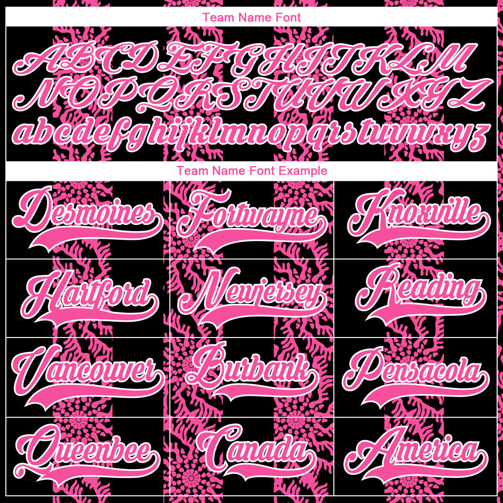 Custom Black Pink-White 3D Pattern Abstract Shape Hockey Lace Neck Jersey