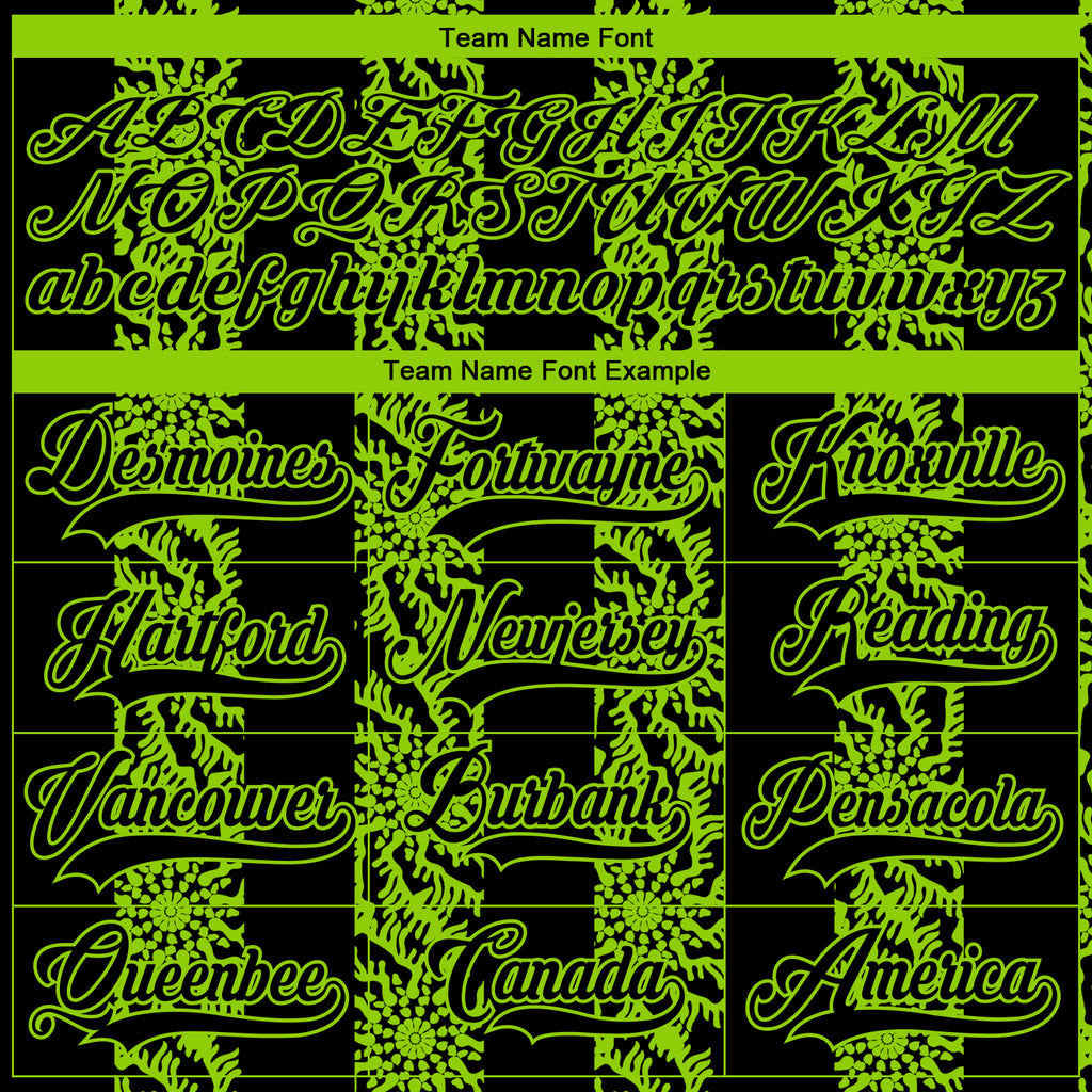Custom Black Neon Green-White 3D Pattern Abstract Shape Hockey Lace Neck Jersey