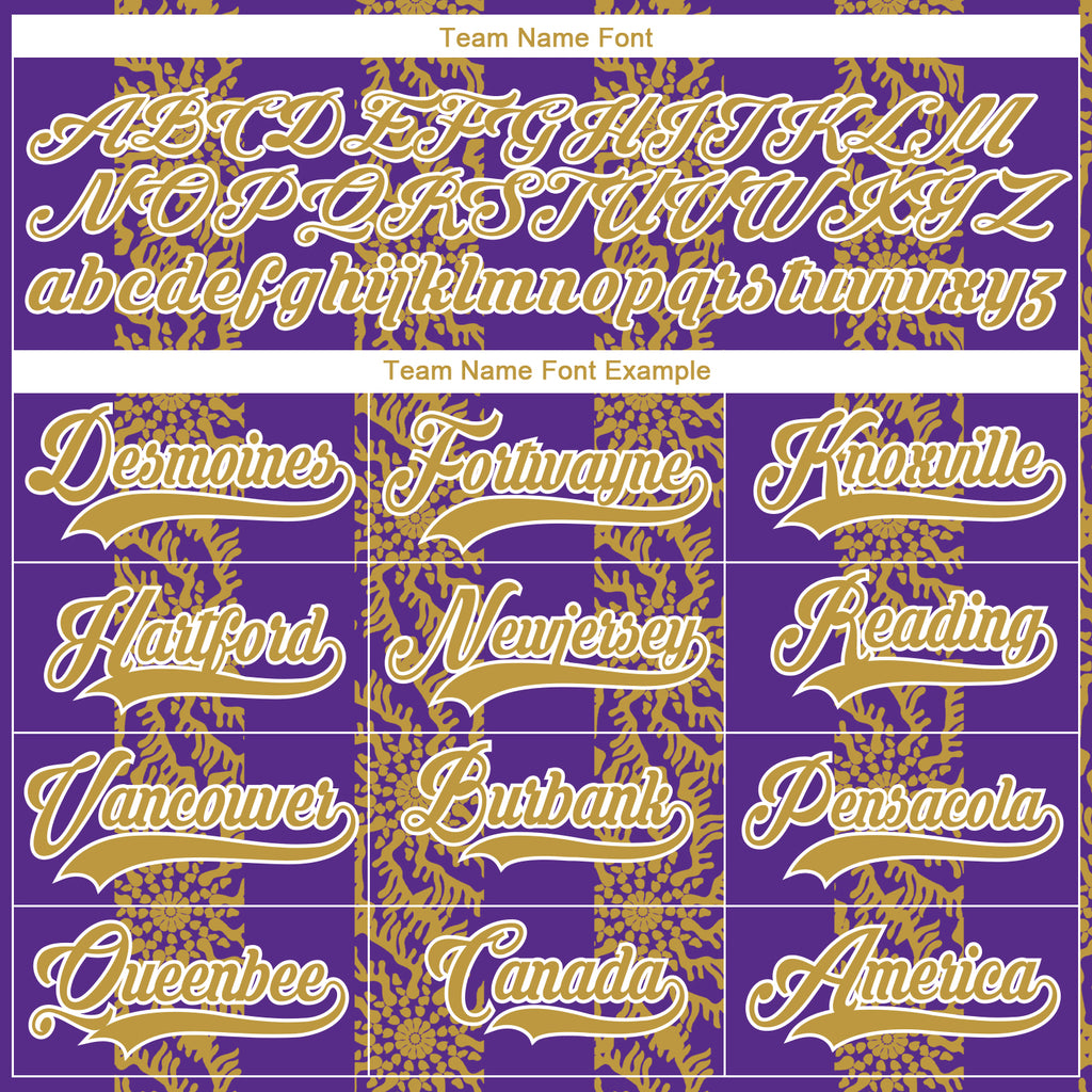 Custom Purple Old Gold-White 3D Pattern Abstract Shape Hockey Lace Neck Jersey