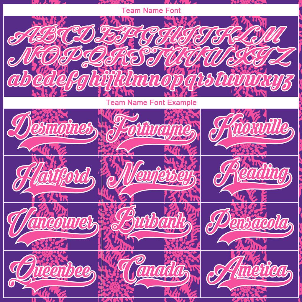 Custom Purple Pink-White 3D Pattern Abstract Shape Hockey Lace Neck Jersey