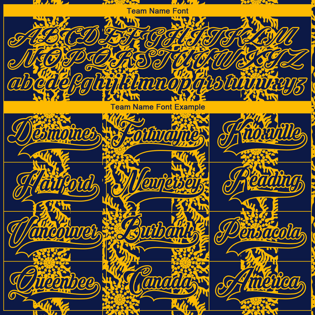 Custom Navy Gold-White 3D Pattern Abstract Shape Hockey Lace Neck Jersey