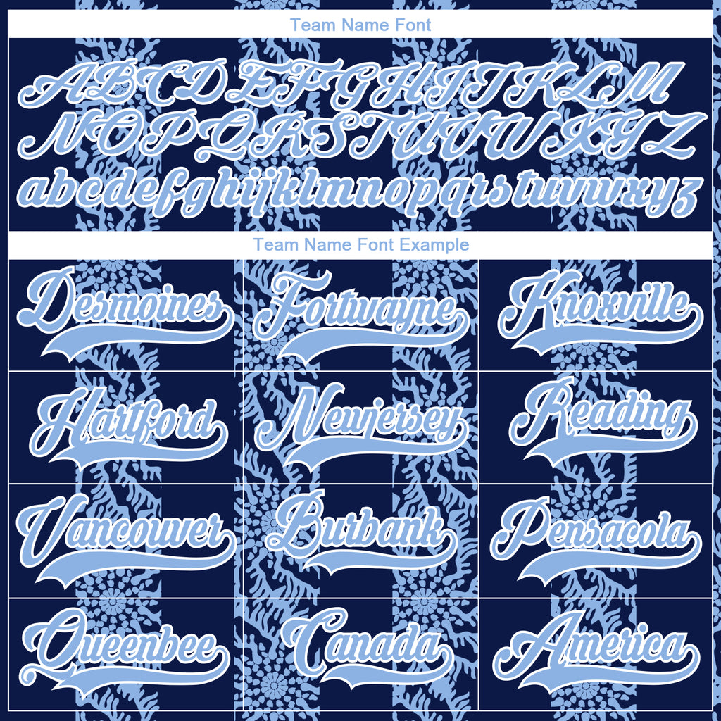 Custom Navy Light Blue-White 3D Pattern Abstract Shape Hockey Lace Neck Jersey