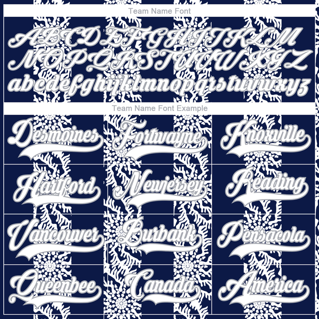 Custom Navy White-Gray 3D Pattern Abstract Shape Hockey Lace Neck Jersey