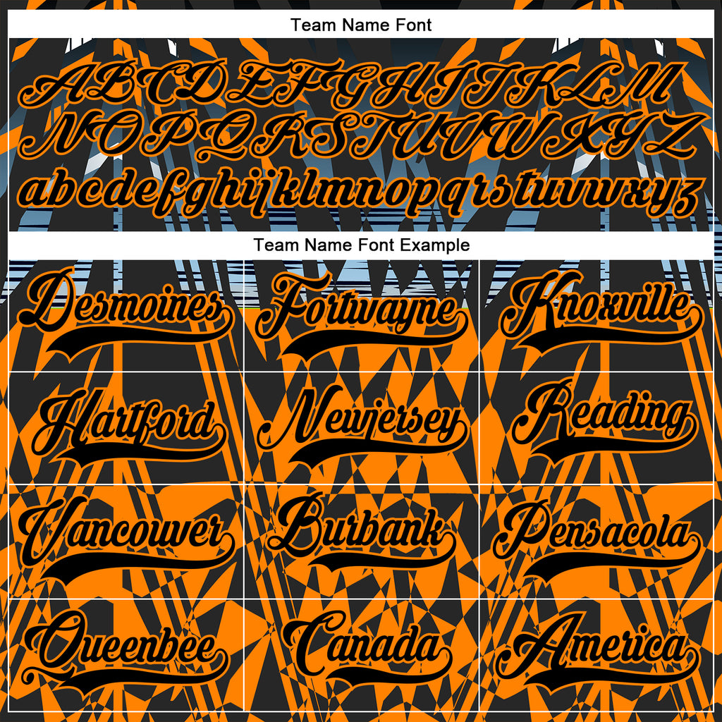 Custom Black Bay Orange-Blue 3D Pattern Abstract Hockey Lace Neck Jersey