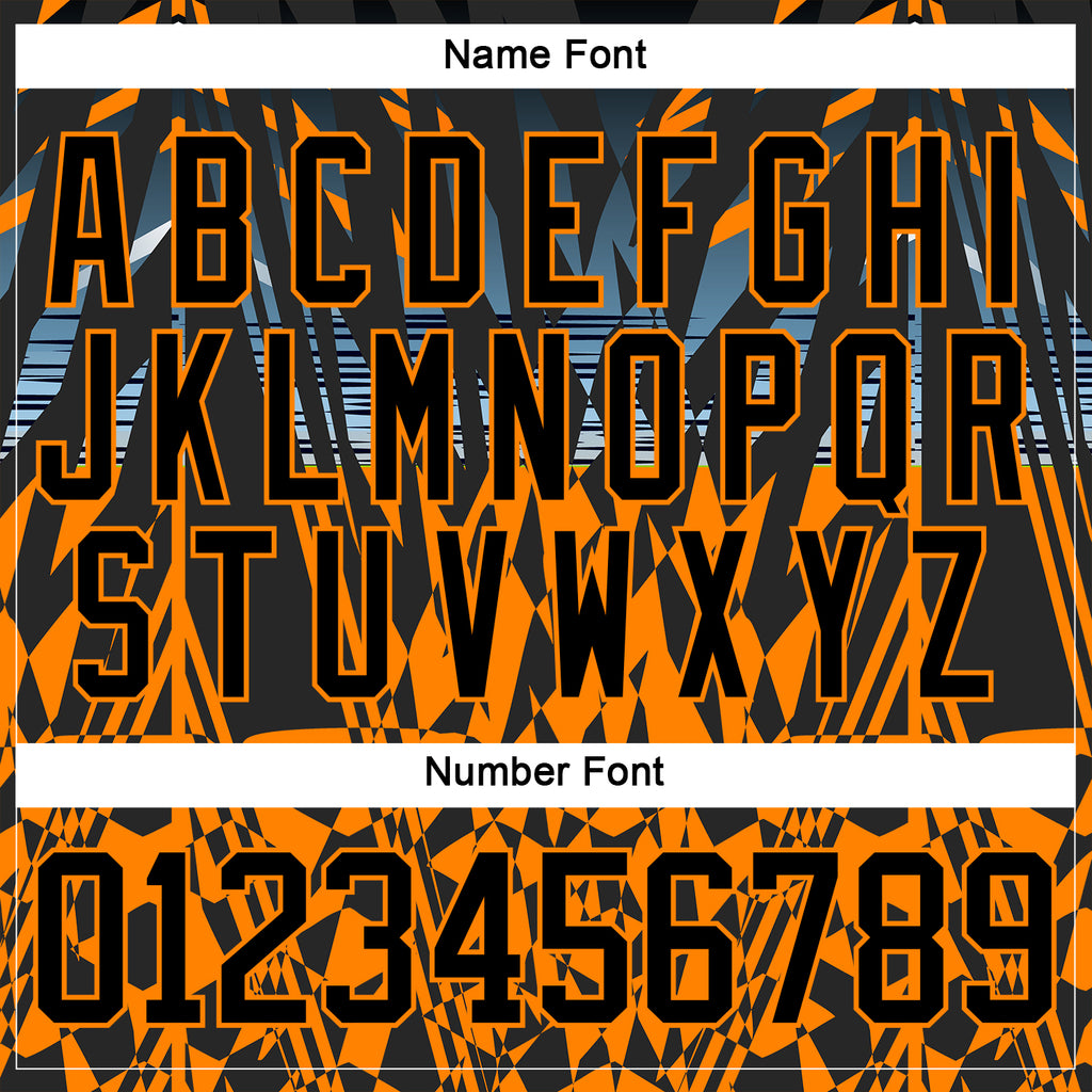 Custom Black Bay Orange-Blue 3D Pattern Abstract Hockey Lace Neck Jersey