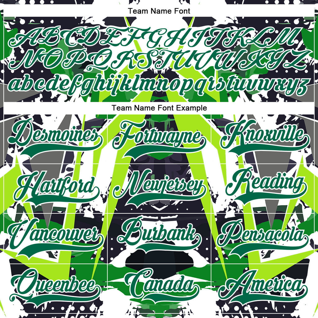 Custom Black Kelly Green White-Green 3D Pattern Abstract Grunge Hockey Lace Neck Jersey