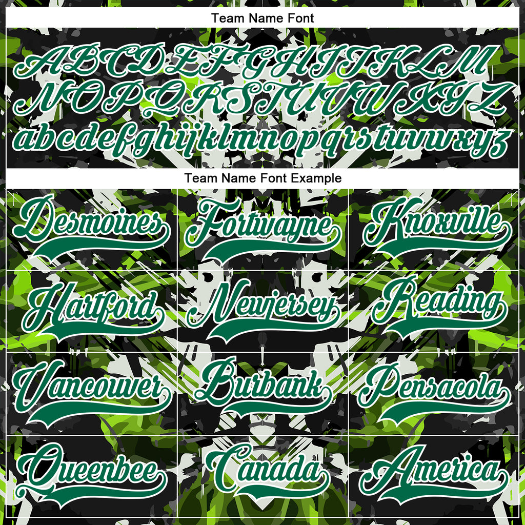 Custom Black Kelly Green White-Green 3D Pattern Abstract Grunge Hockey Lace Neck Jersey