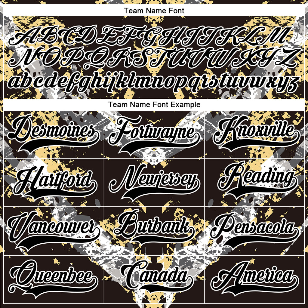 Custom Black Vegas Gold-White 3D Pattern Abstract Grunge Hockey Lace Neck Jersey