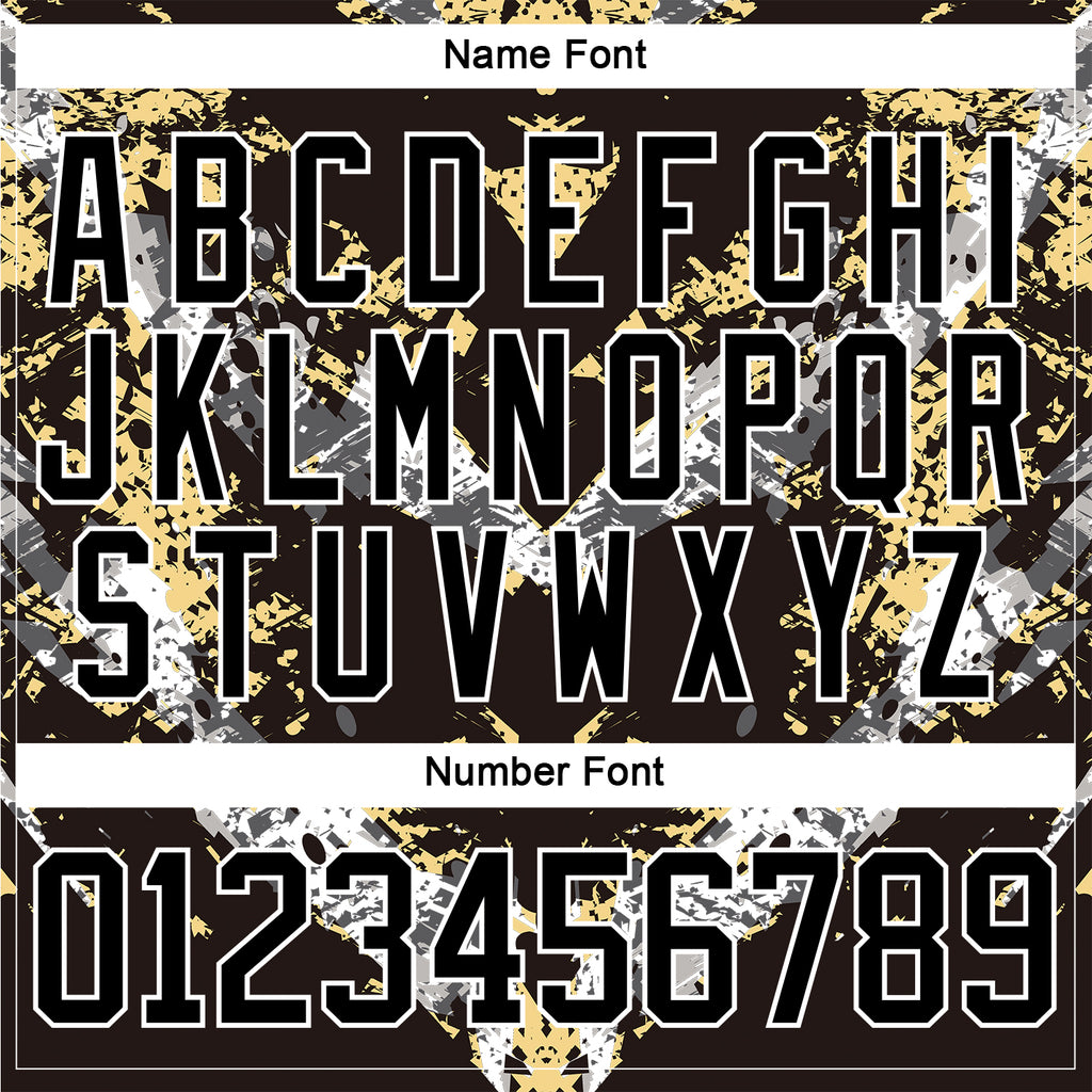 Custom Black Vegas Gold-White 3D Pattern Abstract Grunge Hockey Lace Neck Jersey