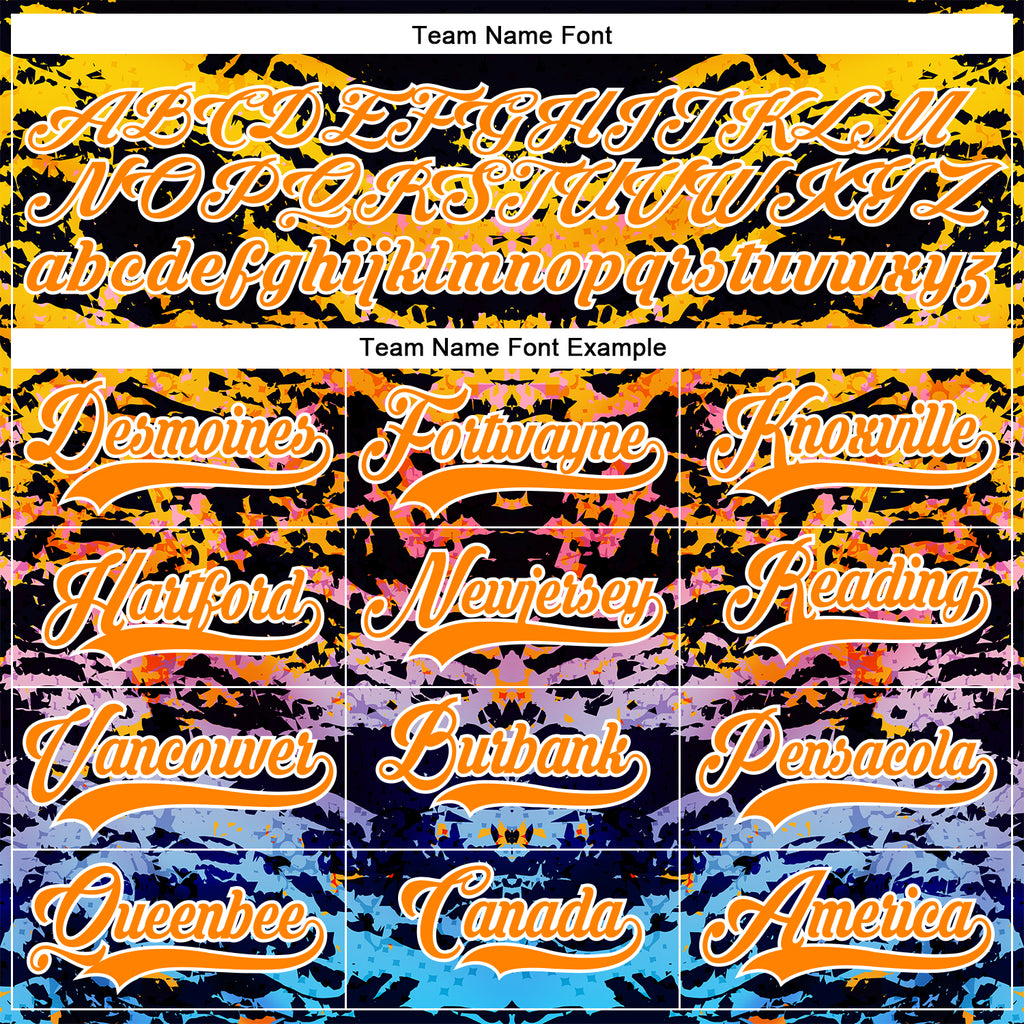 Custom Bay Orange Blue-White 3D Pattern Abstract Grunge Hockey Lace Neck Jersey