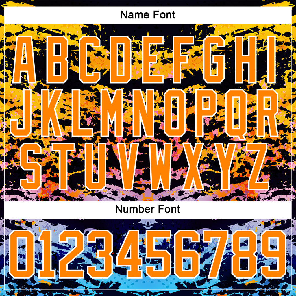 Custom Bay Orange Blue-White 3D Pattern Abstract Grunge Hockey Lace Neck Jersey