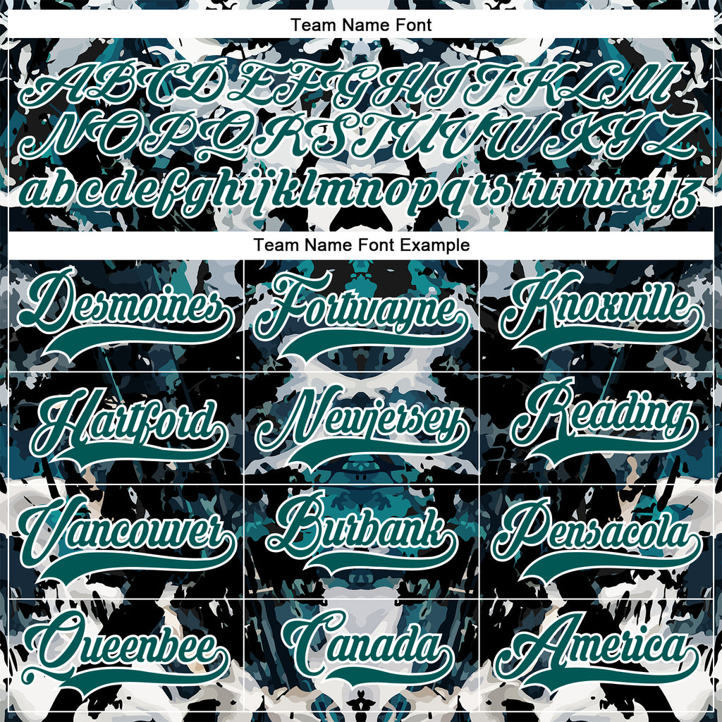 Custom Midnight Green Black-White 3D Pattern Abstract Grunge Hockey Lace Neck Jersey