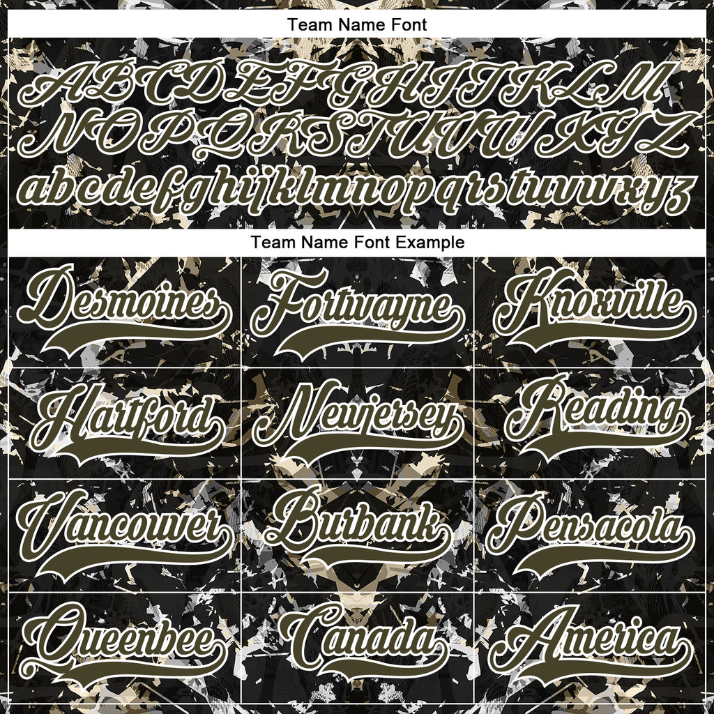 Custom Black Olive Steel Gray-White 3D Pattern Abstract Grunge Hockey Lace Neck Jersey