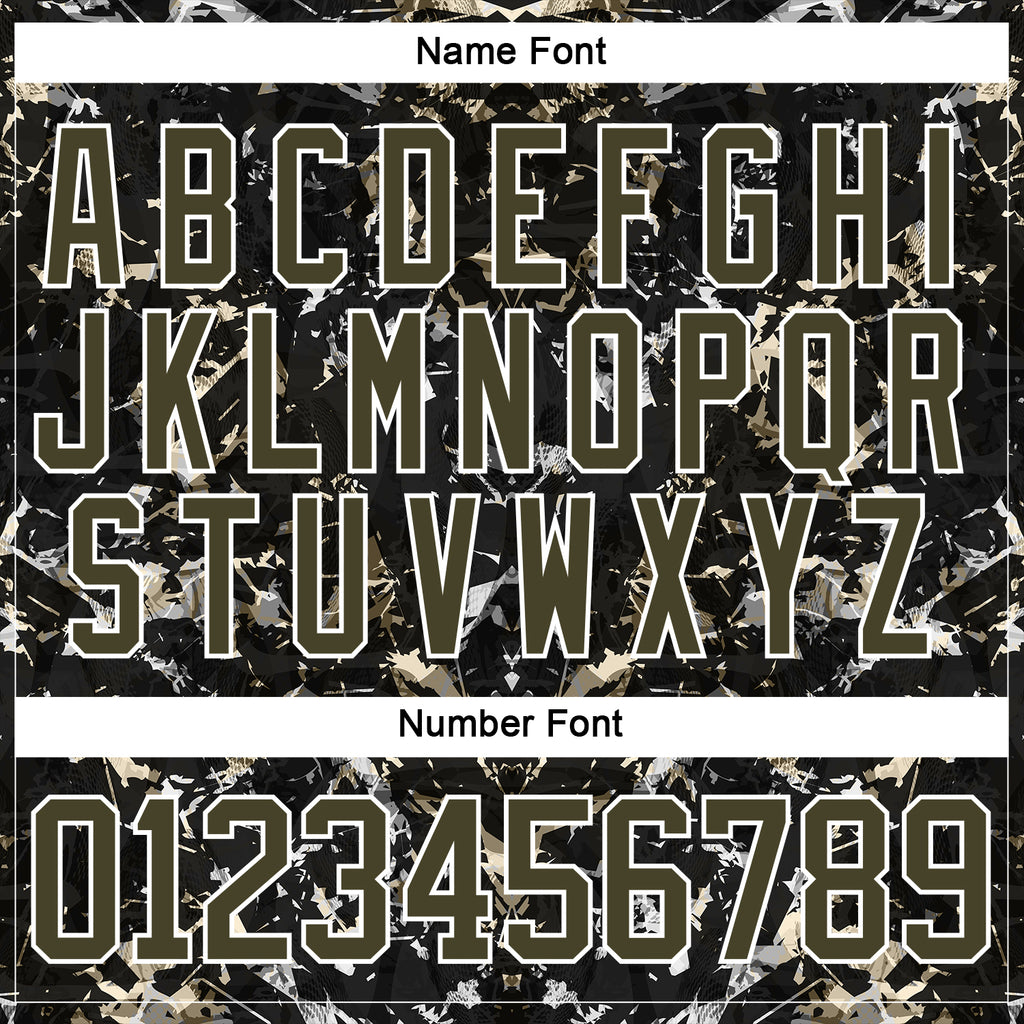 Custom Black Olive Steel Gray-White 3D Pattern Abstract Grunge Hockey Lace Neck Jersey