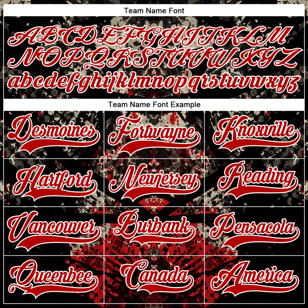 Custom Black Red City Cream-White 3D Pattern Abstract Grunge Hockey Lace Neck Jersey