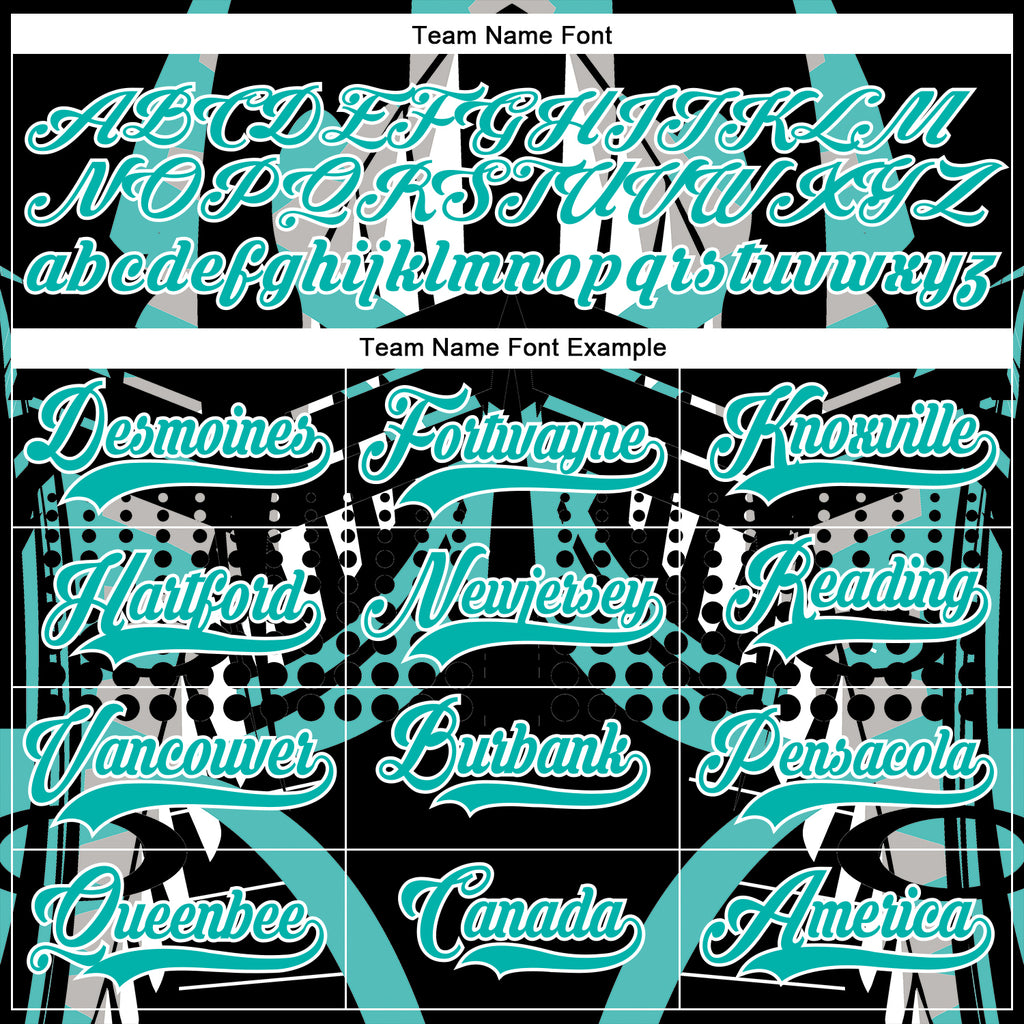 Custom Black Aqua-White 3D Pattern Abstract Hockey Lace Neck Jersey