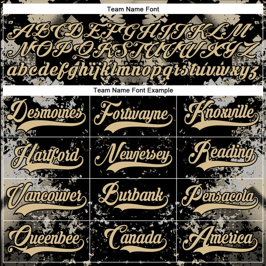 Custom Black Vegas Gold 3D Pattern Abstract Grunge Hockey Lace Neck Jersey