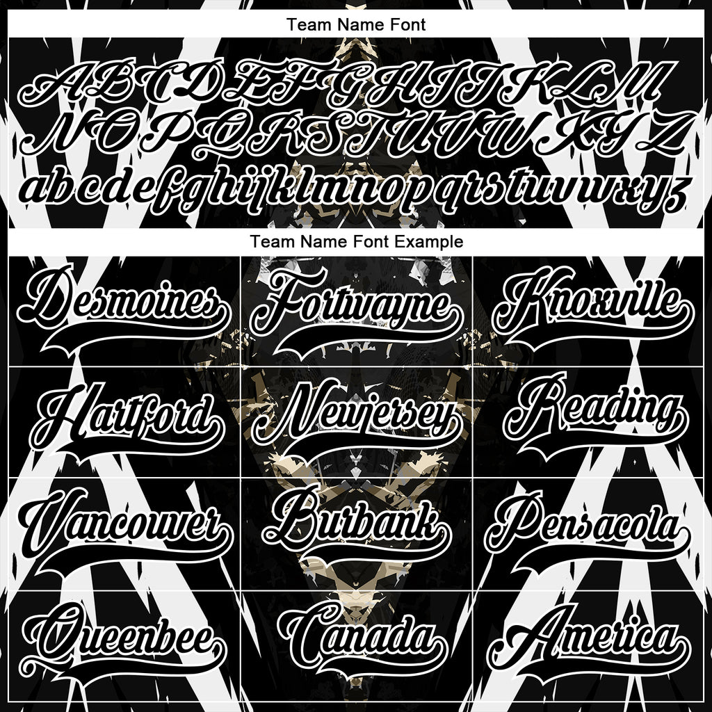 Custom Black Vegas Gold-White 3D Pattern Abstract Grunge Hockey Lace Neck Jersey