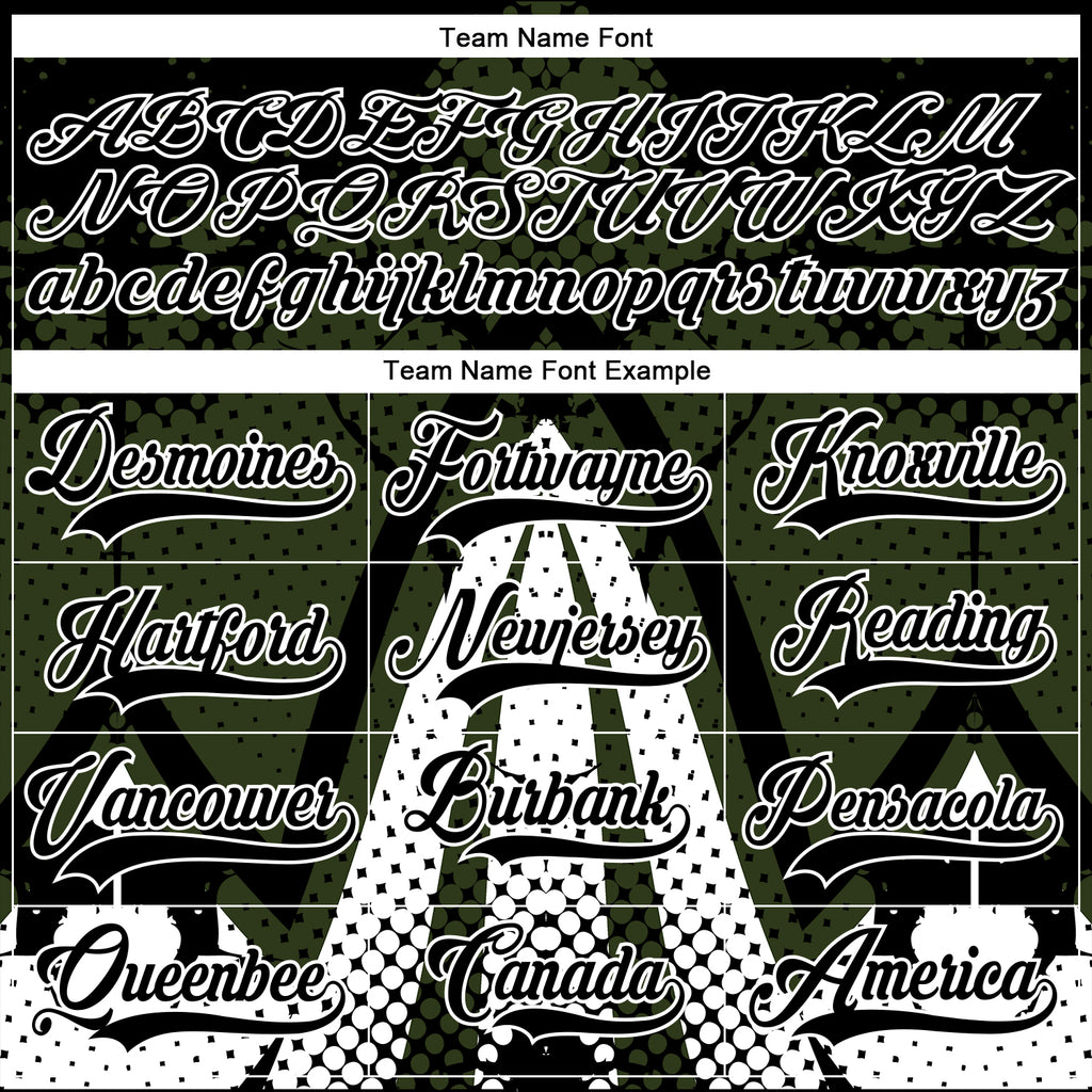 Custom Olive Black-White 3D Pattern Abstract Hockey Lace Neck Jersey