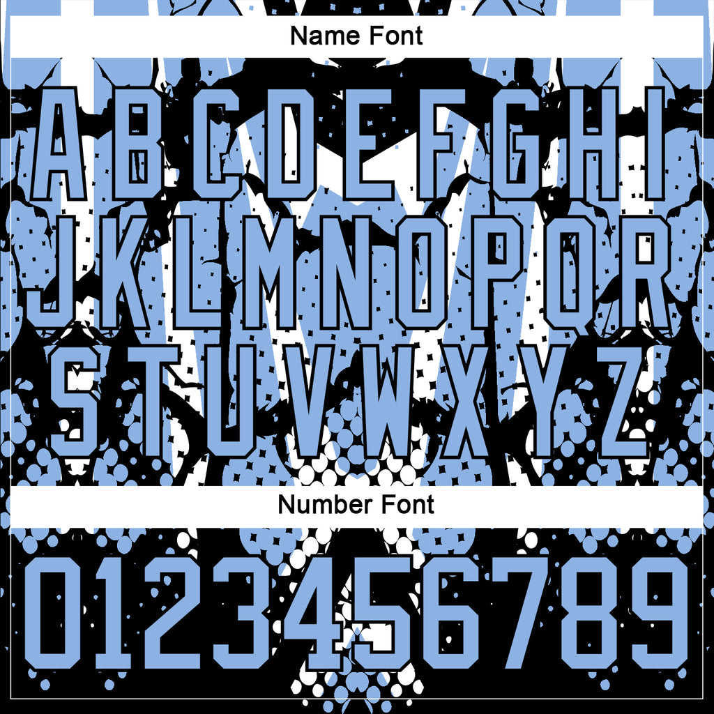 Custom Light Blue Black-White 3D Pattern Abstract Hockey Lace Neck Jersey
