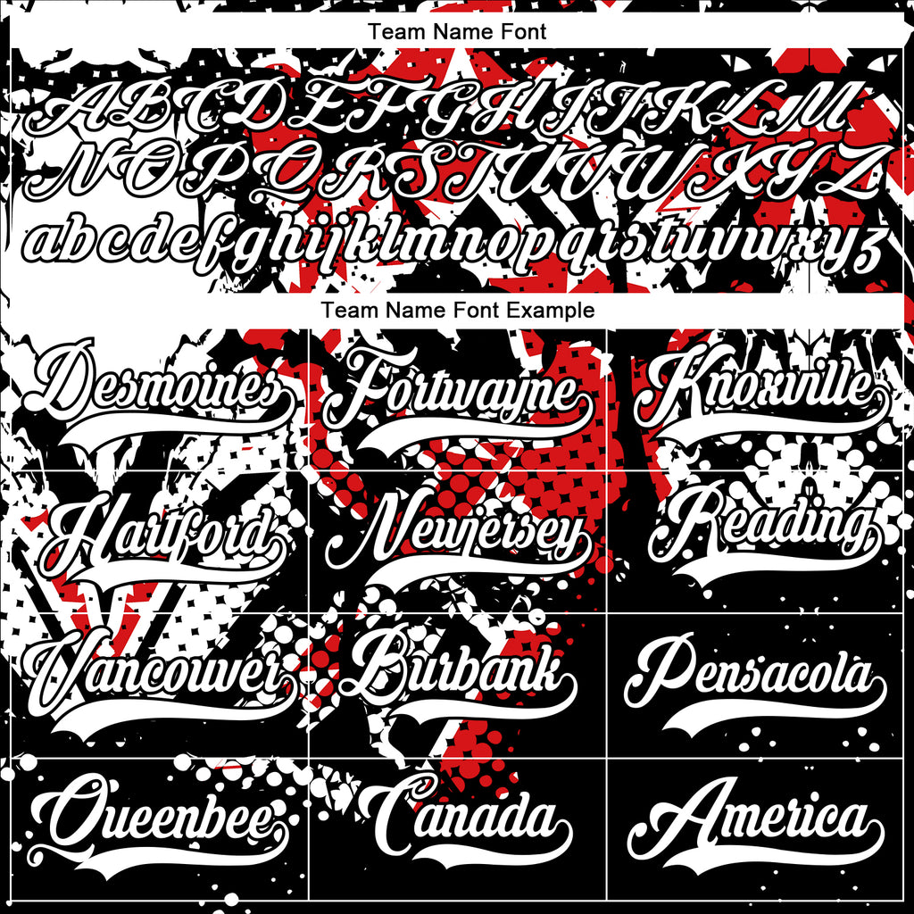 Custom Black White-Fire Red 3D Pattern Abstract Grunge Hockey Lace Neck Jersey