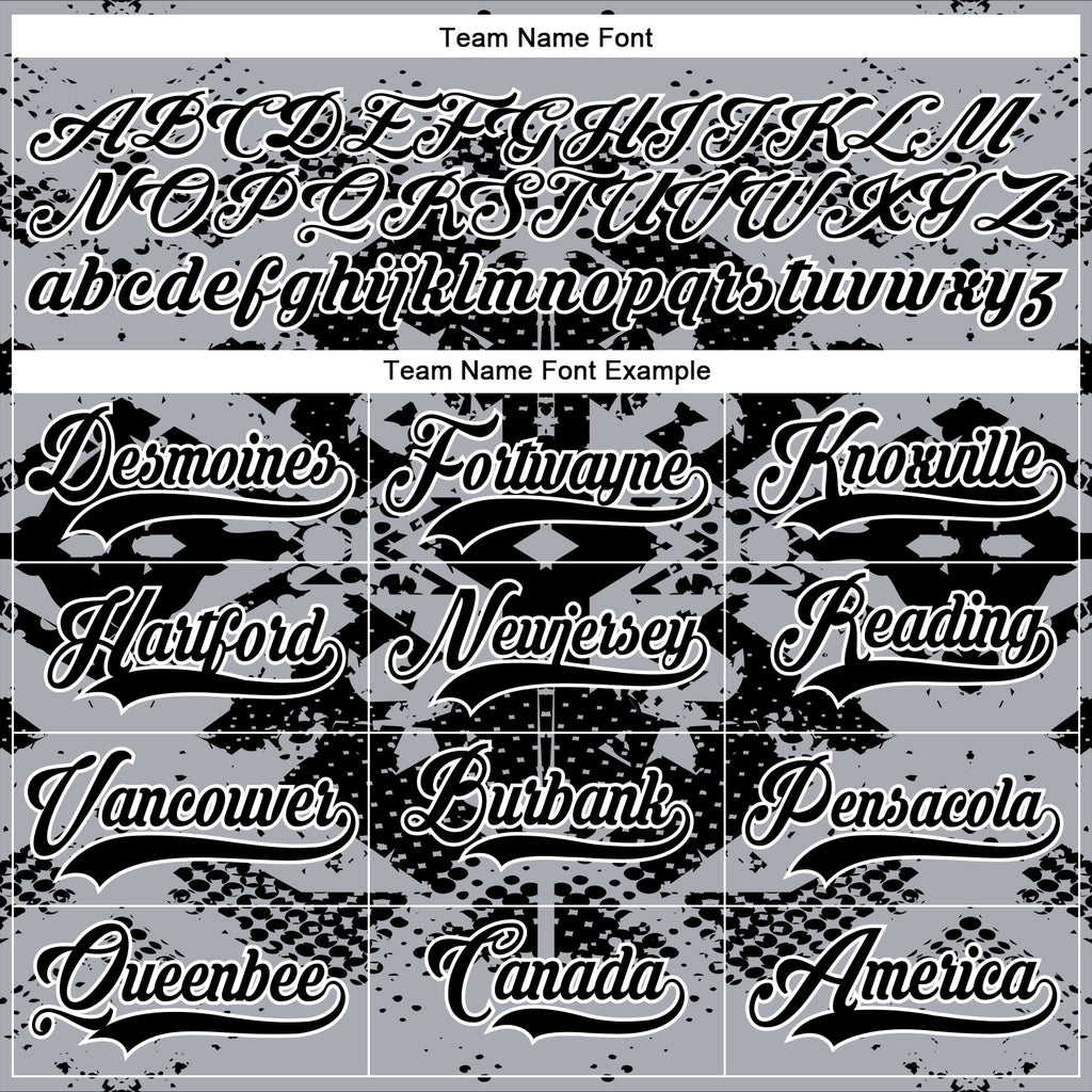 Custom Gray Black-White 3D Pattern Abstract Grunge Hockey Lace Neck Jersey