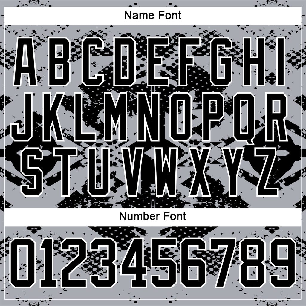 Custom Gray Black-White 3D Pattern Abstract Grunge Hockey Lace Neck Jersey