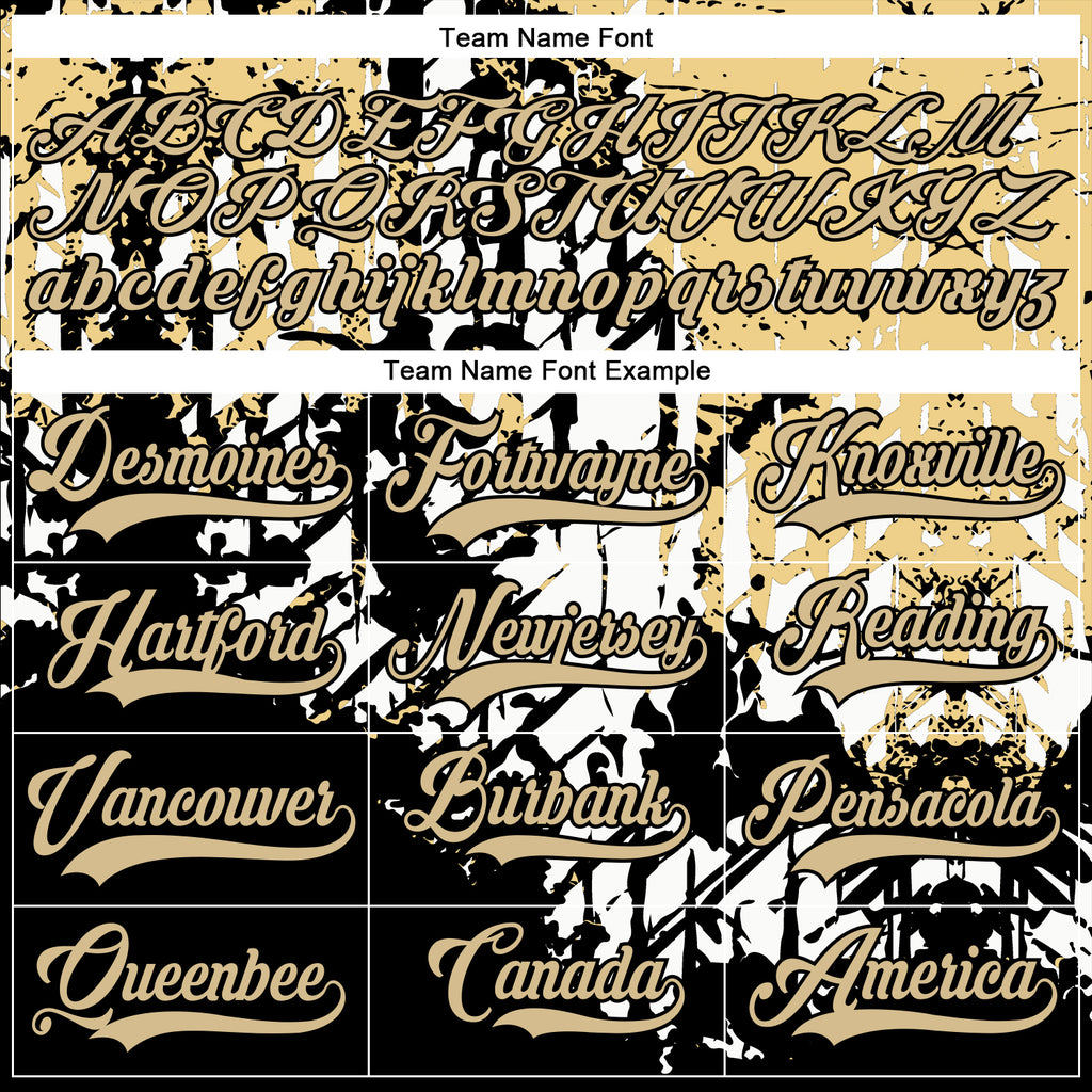 Custom Black Vegas Gold-White 3D Pattern Abstract Grunge Hockey Lace Neck Jersey