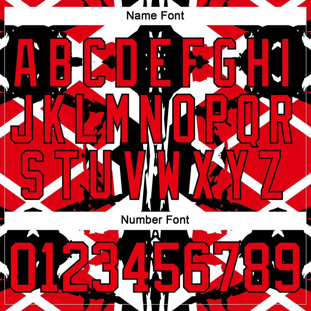 Custom Black Fire Red-White 3D Pattern Abstract Hockey Lace Neck Jersey