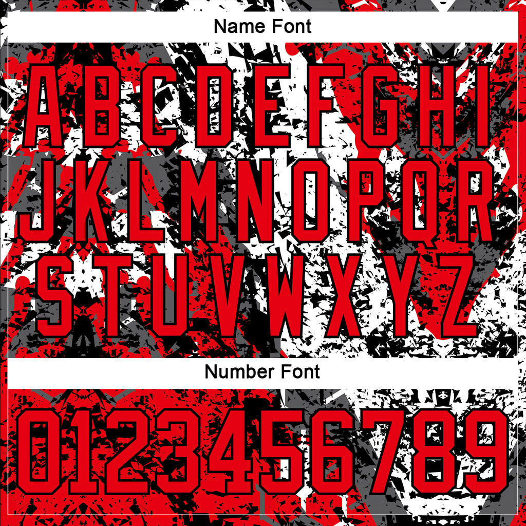 Custom Black Fire Red-White 3D Pattern Abstract Grunge Hockey Lace Neck Jersey