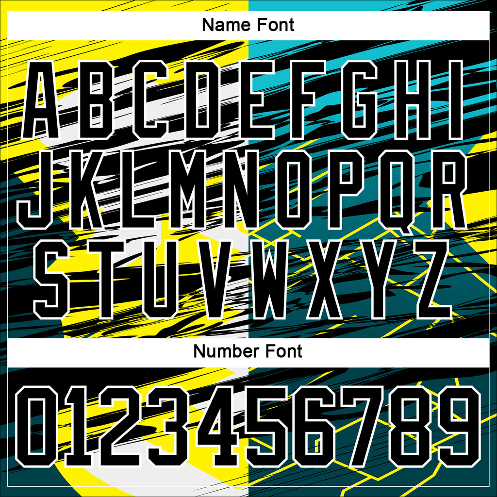 Custom Black Green-Yellow 3D Pattern Abstract Split Hockey Lace Neck Jersey