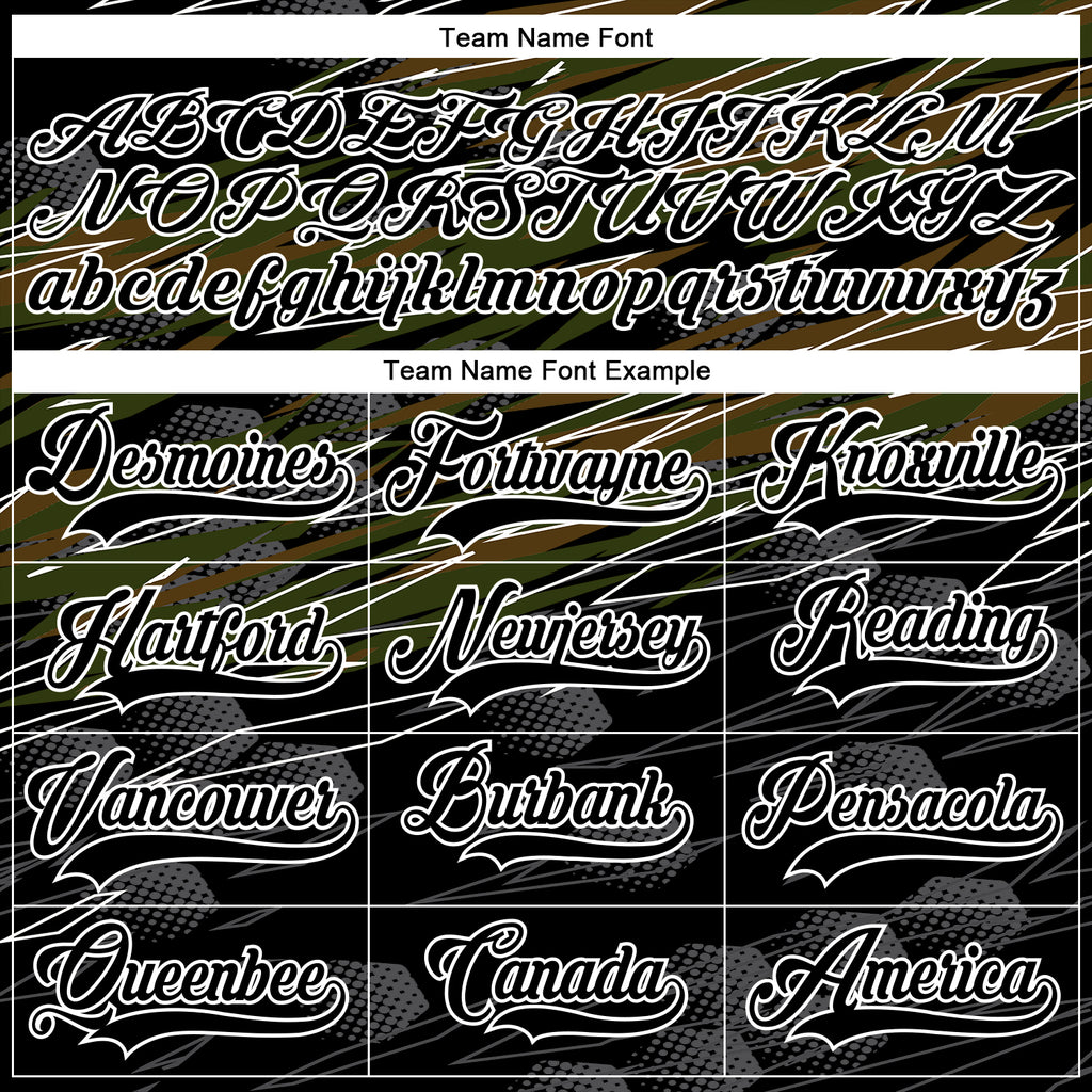 Custom Black Olive-White 3D Pattern Abstract Hockey Lace Neck Jersey