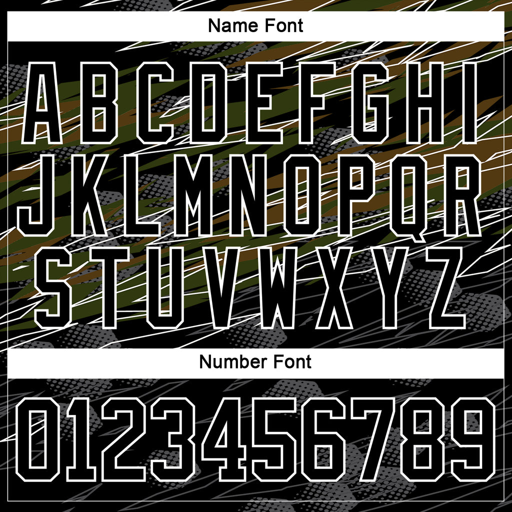 Custom Black Olive-White 3D Pattern Abstract Hockey Lace Neck Jersey