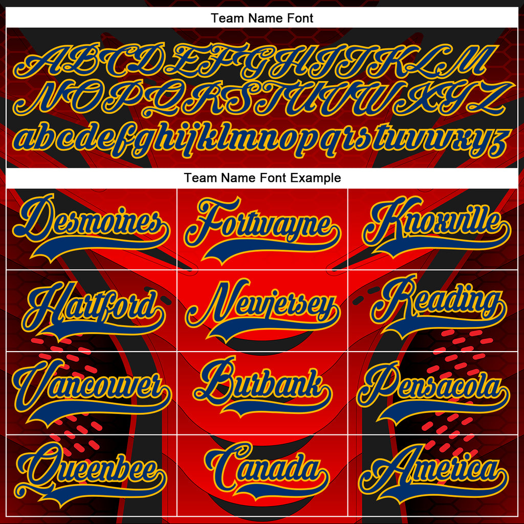 Custom Red US Navy Blue Gold-White 3D Pattern Cyber Mecha E-sport Hockey Jersey