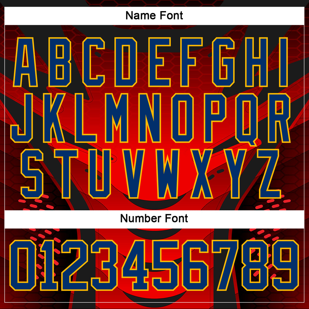 Custom Red US Navy Blue Gold-White 3D Pattern Cyber Mecha E-sport Hockey Jersey