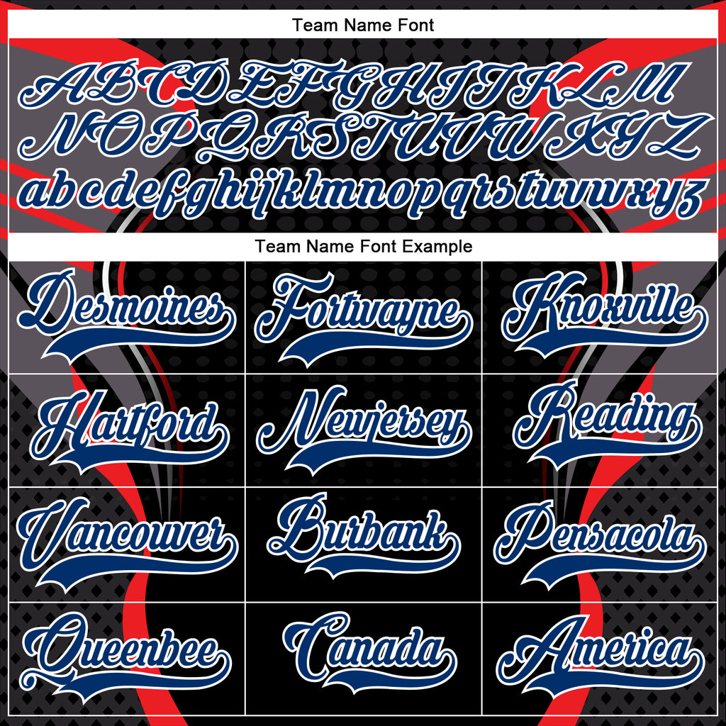 Custom Black US Navy Blue Red-White 3D Pattern Cyber Mecha E-sport Hockey Jersey