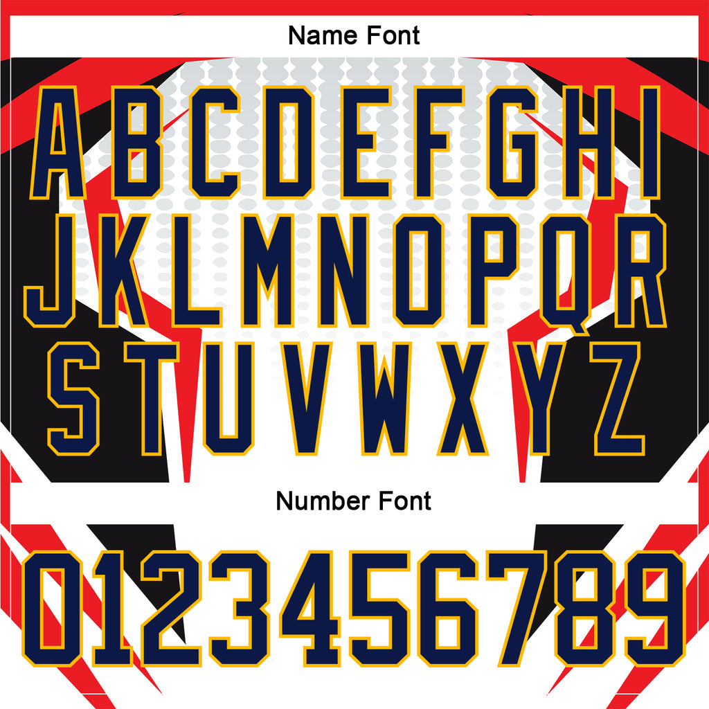 Custom White Navy Red Black-Gold 3D Pattern Cyber Mecha E-sport Hockey Jersey