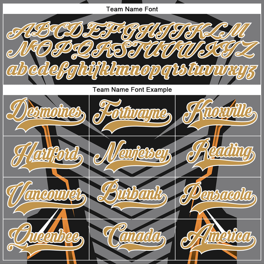 Custom Black Old Gold Gray Brown-White 3D Pattern Cyber Mecha E-sport Hockey Jersey