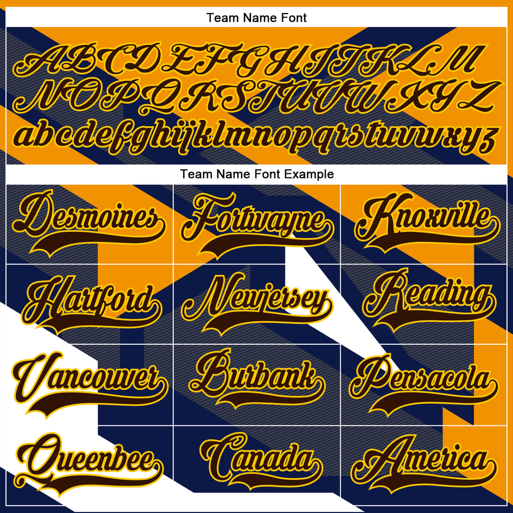 Custom Navy Brown Yellow-White 3D Pattern Cyber Mecha E-sport Hockey Jersey