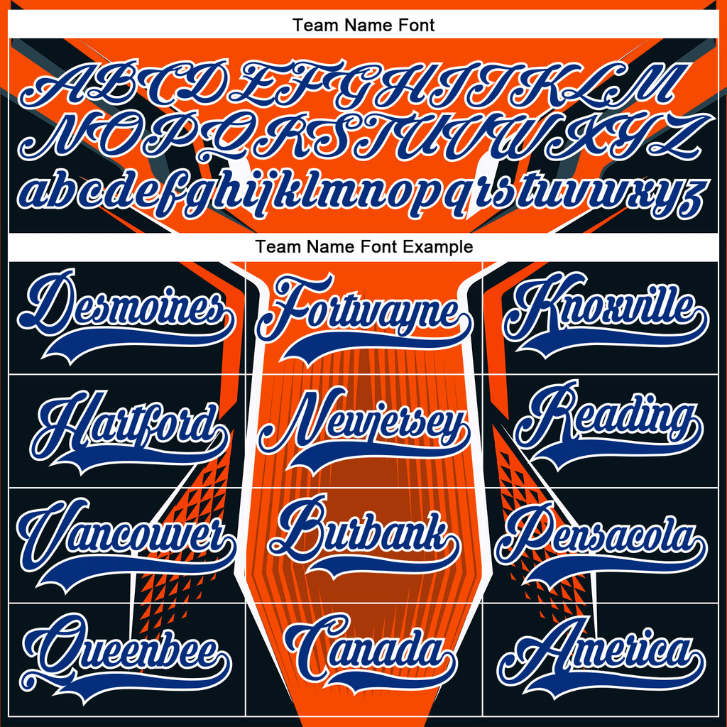 Custom Orange Royal-White 3D Pattern Cyber Mecha E-sport Hockey Jersey