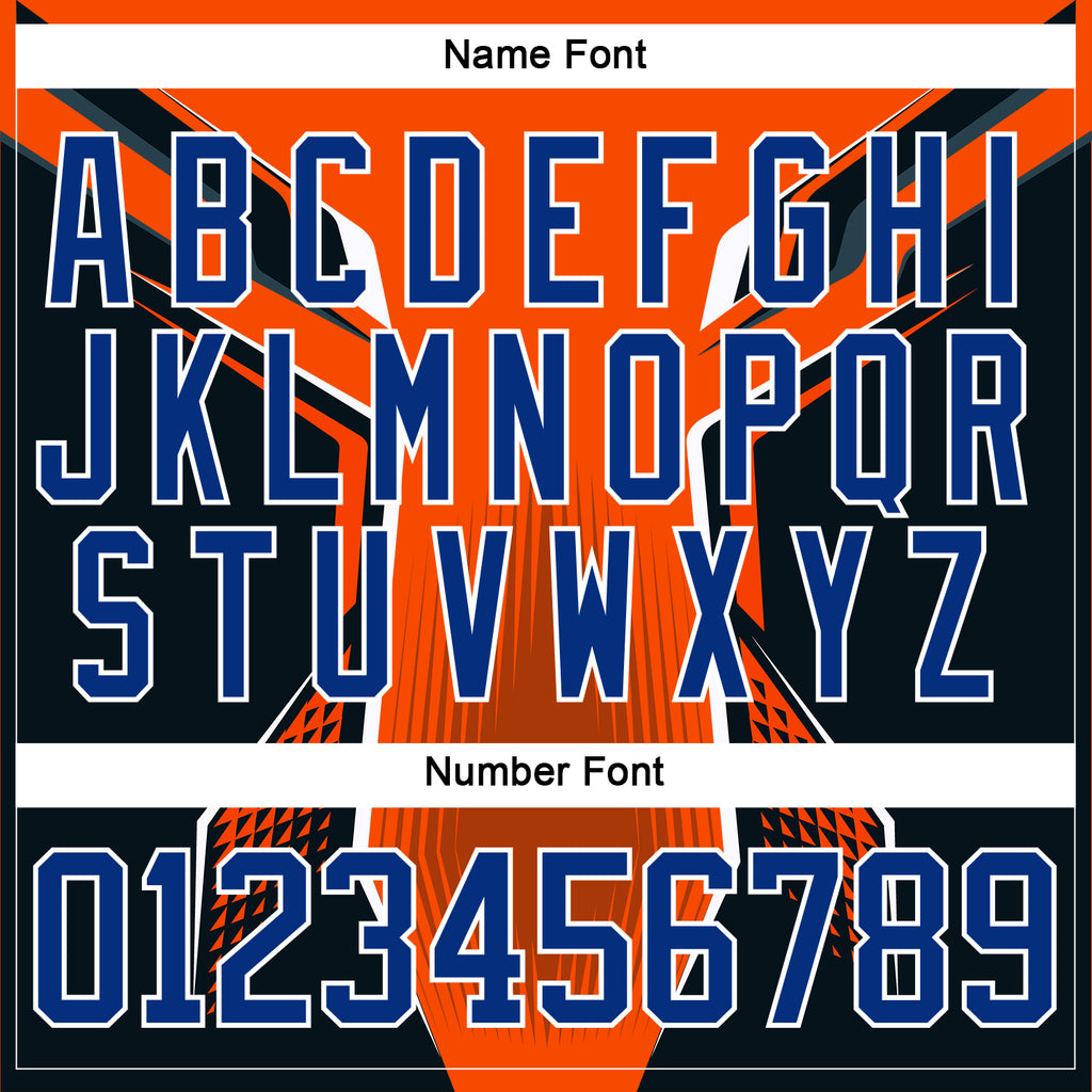 Custom Orange Royal-White 3D Pattern Cyber Mecha E-sport Hockey Jersey