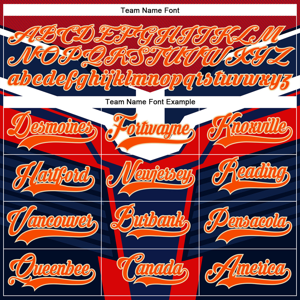 Custom Navy Orange Gold Cream-White 3D Pattern Cyber Mecha E-sport Hockey Jersey