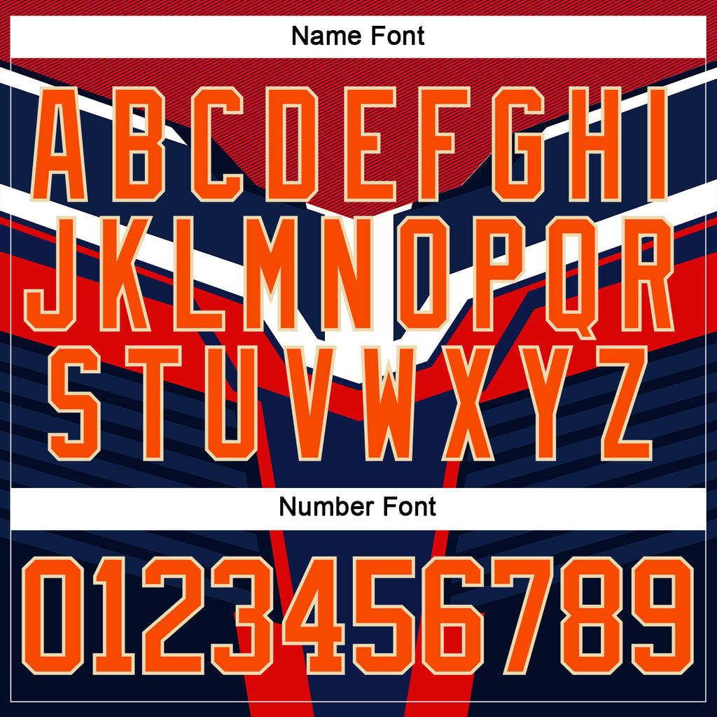 Custom Navy Orange Gold Cream-White 3D Pattern Cyber Mecha E-sport Hockey Jersey