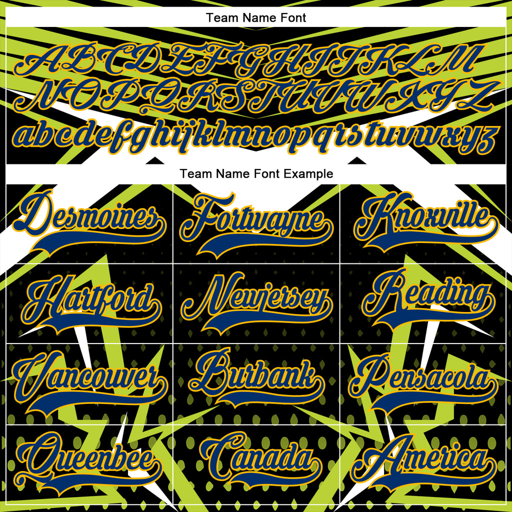 Custom Black US Navy Blue Green Navy Gold-White 3D Pattern Cyber Mecha E-sport Hockey Jersey