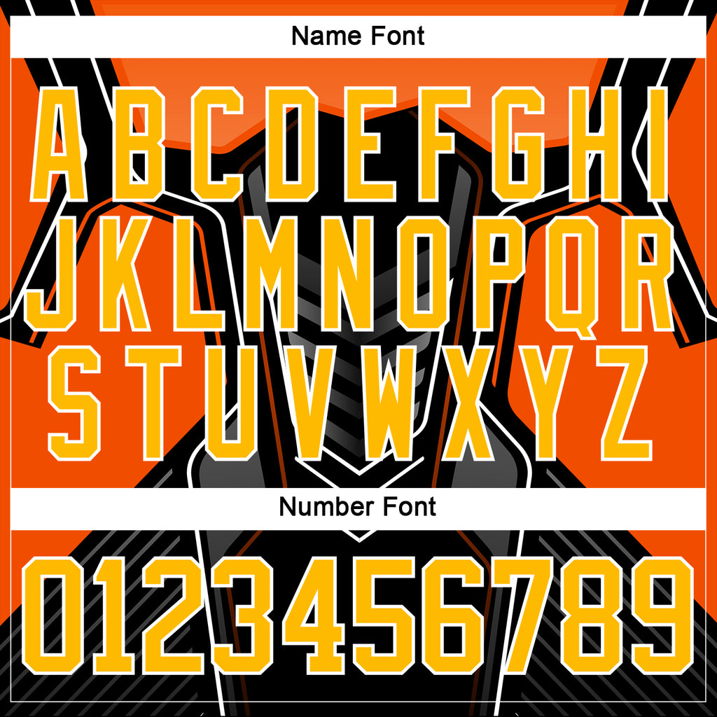 Custom Black Gold Gray Orange-White 3D Pattern Cyber Mecha E-sport Hockey Jersey