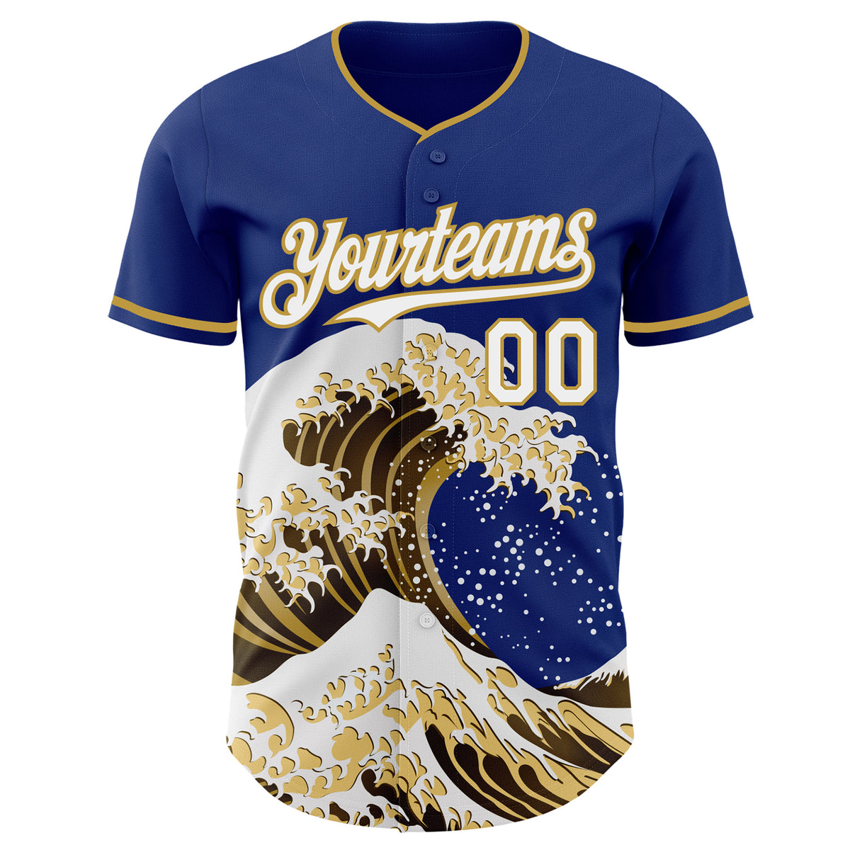 Custom Japanese Wave Authentic Baseball Jersey Royal White-Old Gold | DIYOJ