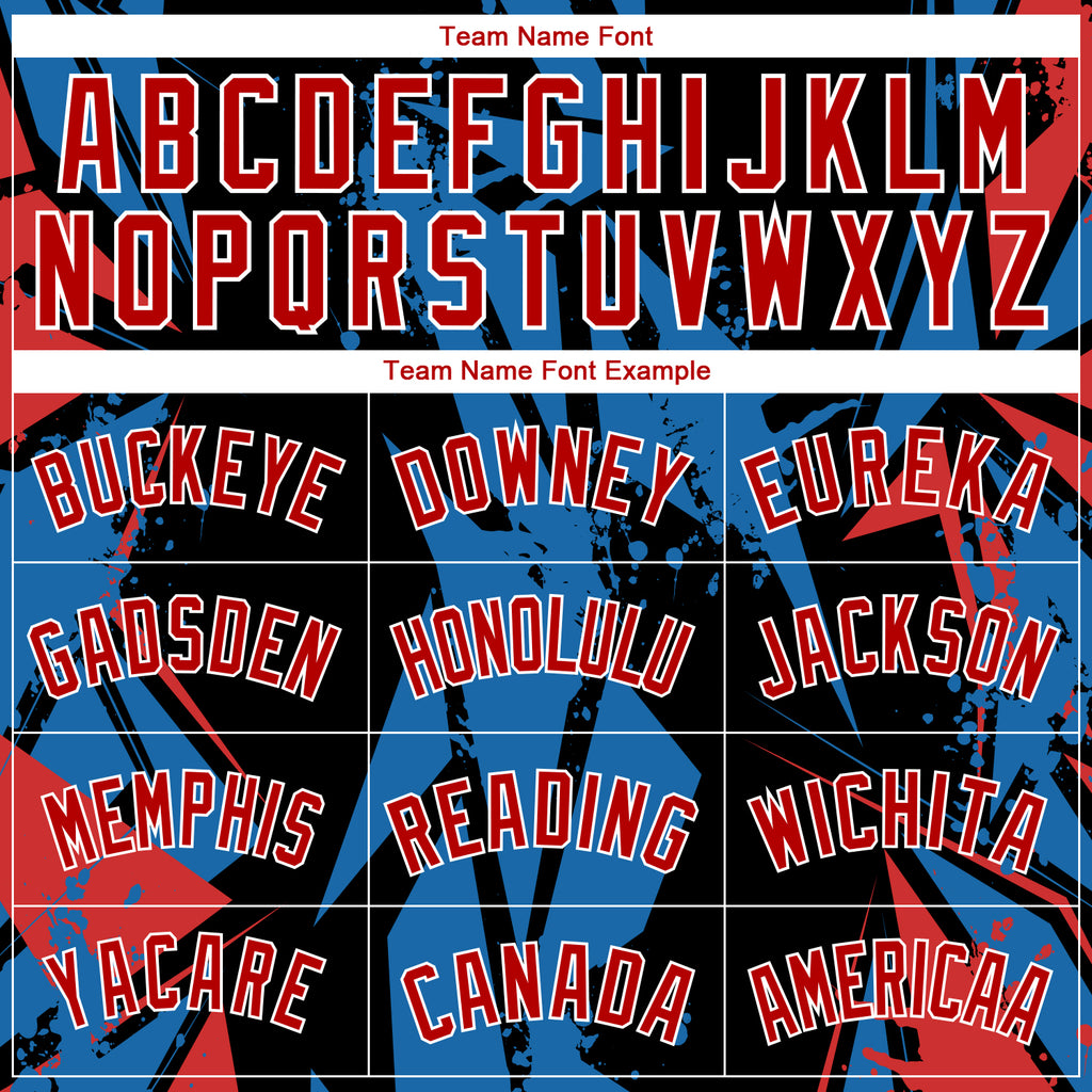 Custom Black Red-Blue 3D Pattern Design Geometric Shapes Authentic Basketball Jersey