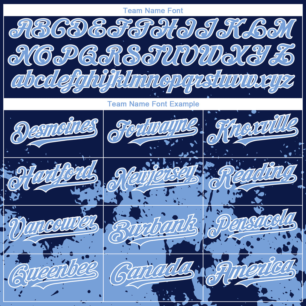 Custom Navy Light Blue-White 3D Pattern Design Abstract Splash Grunge Art Authentic Baseball Jersey